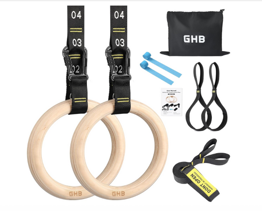 Wooden Gymnastic Rings (GHB 1.25" Olympic Set)
